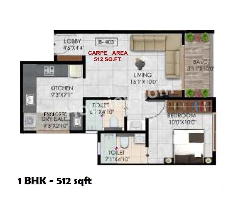 Unit plan - 512 sq.ft.