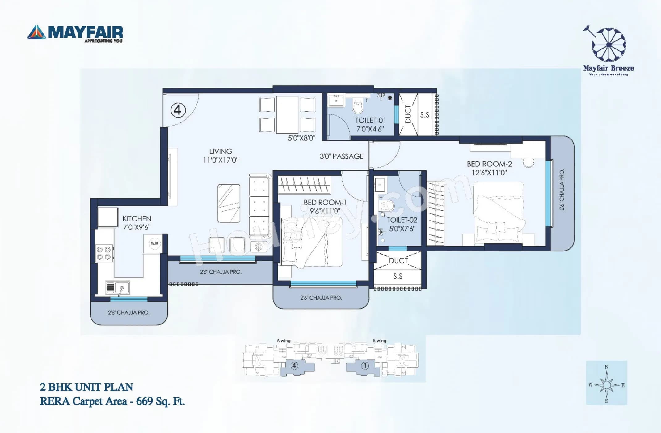 Unit plan - 669 sq.ft.