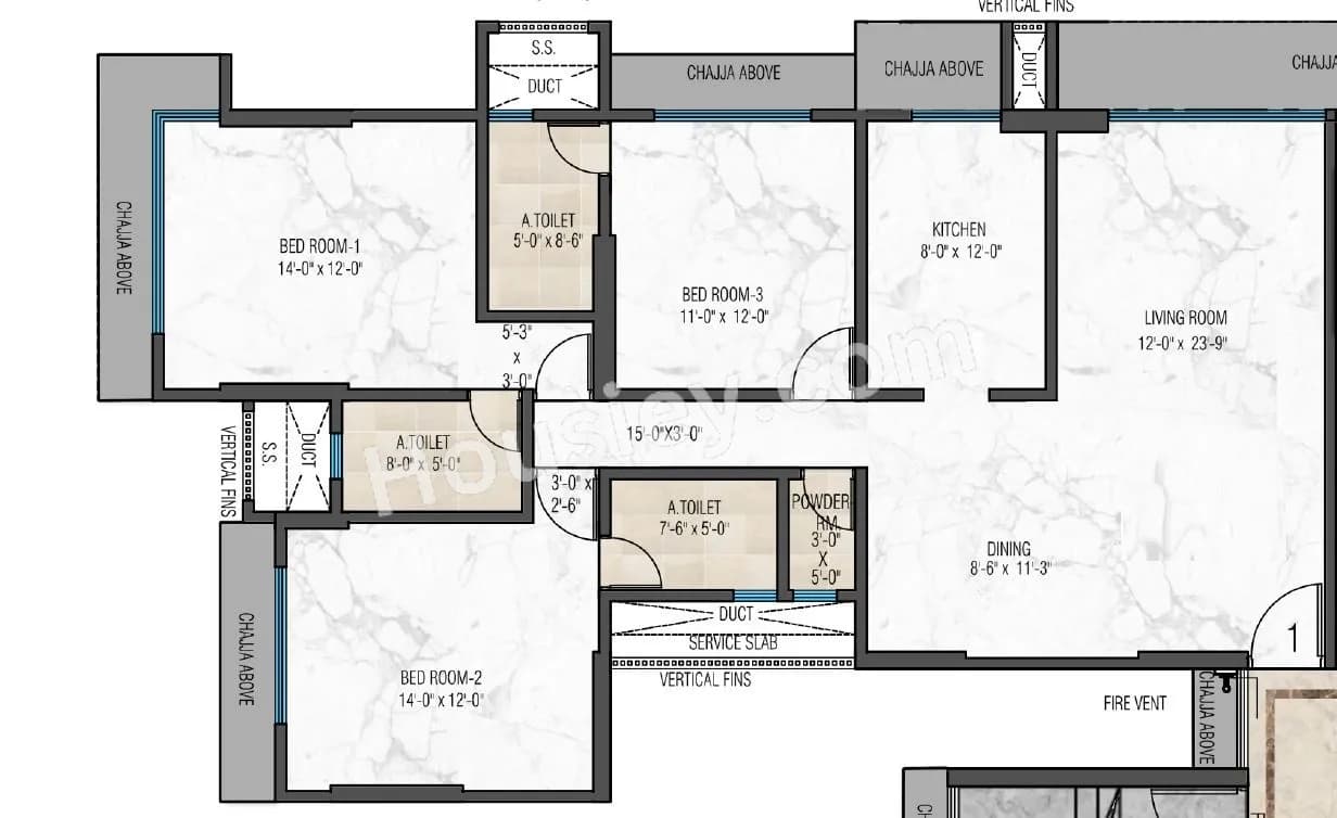 Unit plan - 1100 sq.ft.