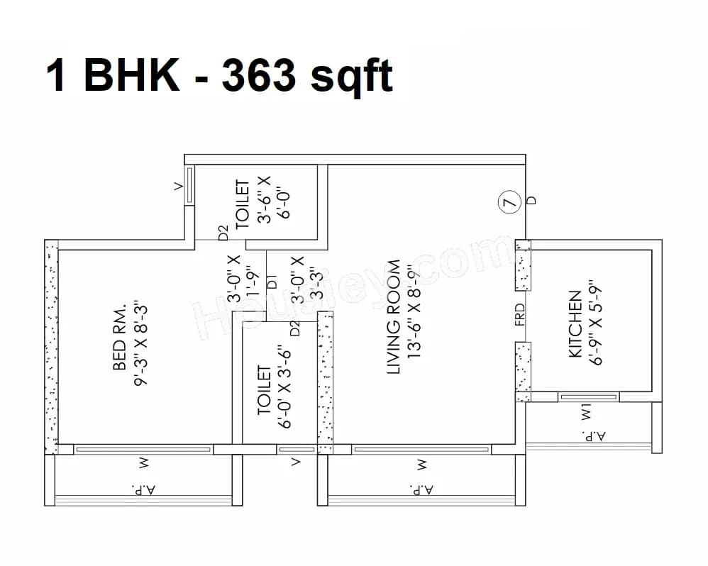 Unit plan - 363 sq.ft.