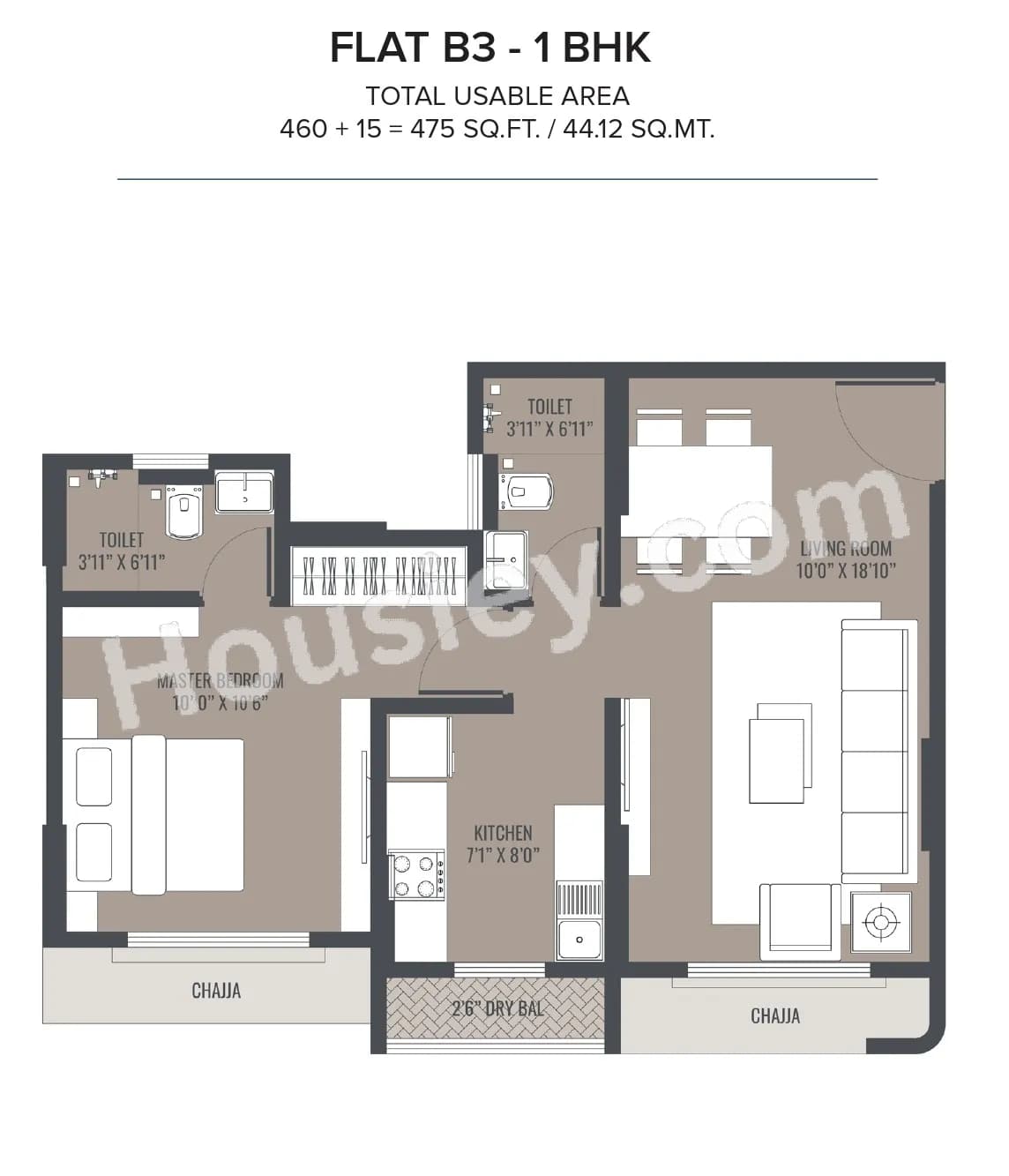 Unit plan - 475 sq.ft.