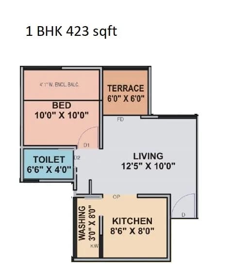 Unit plan - 423 sq.ft.