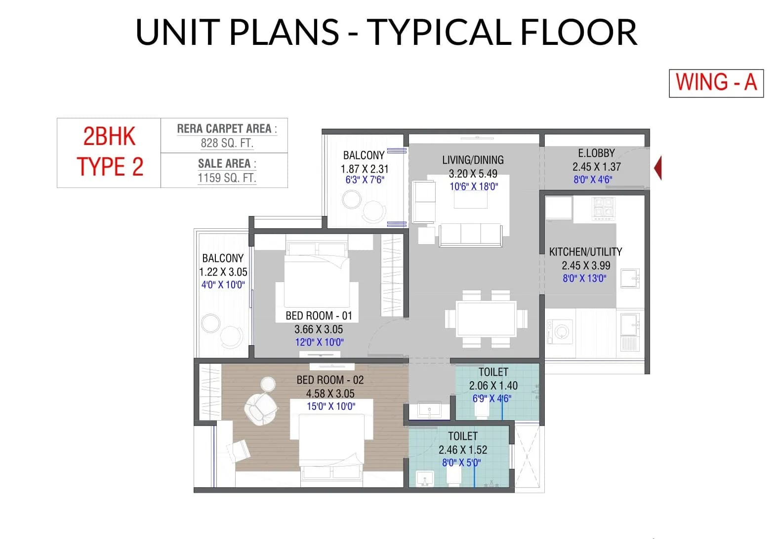 Unit plan - 828 sq.ft.