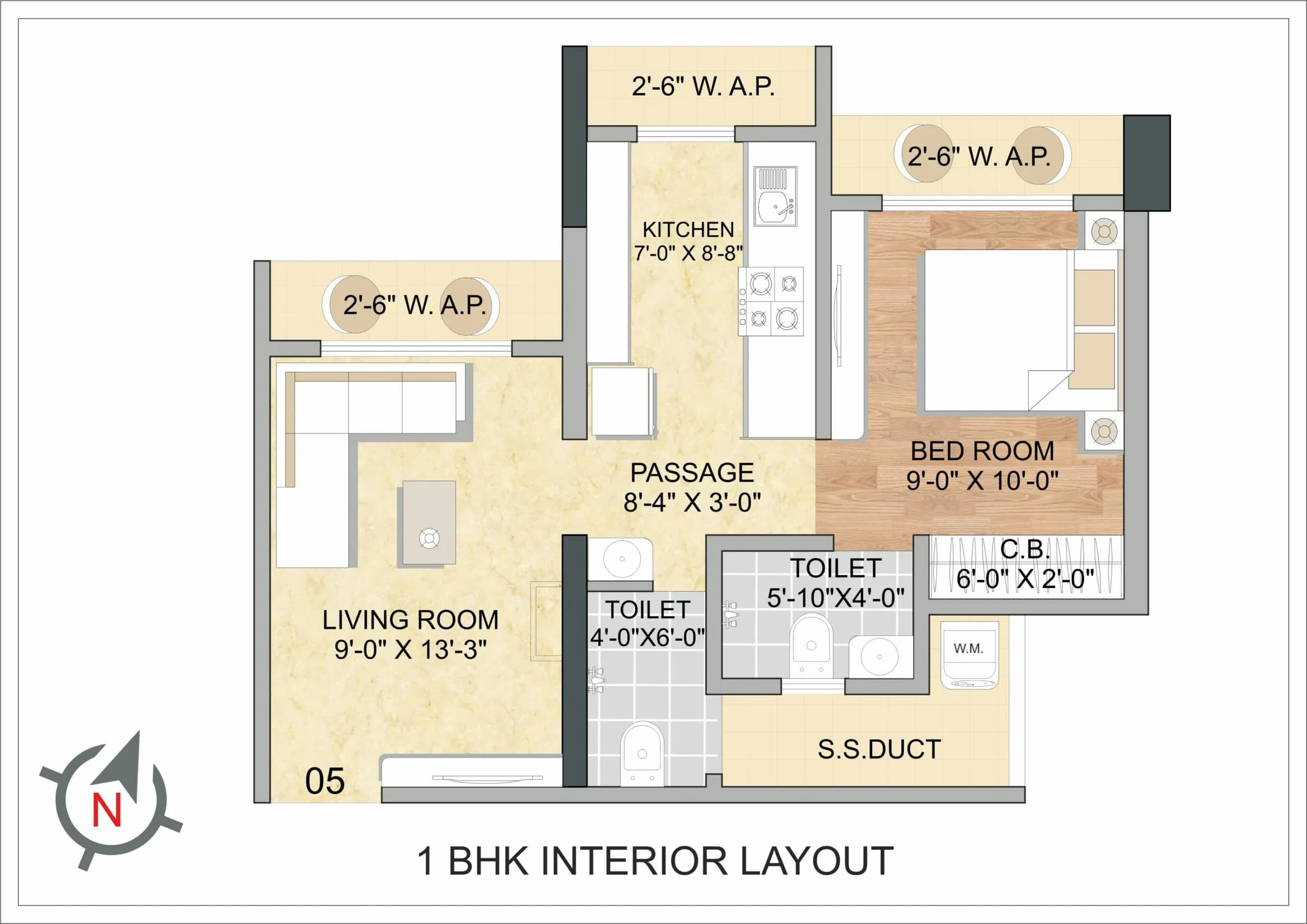 Unit plan - 383 sq.ft.