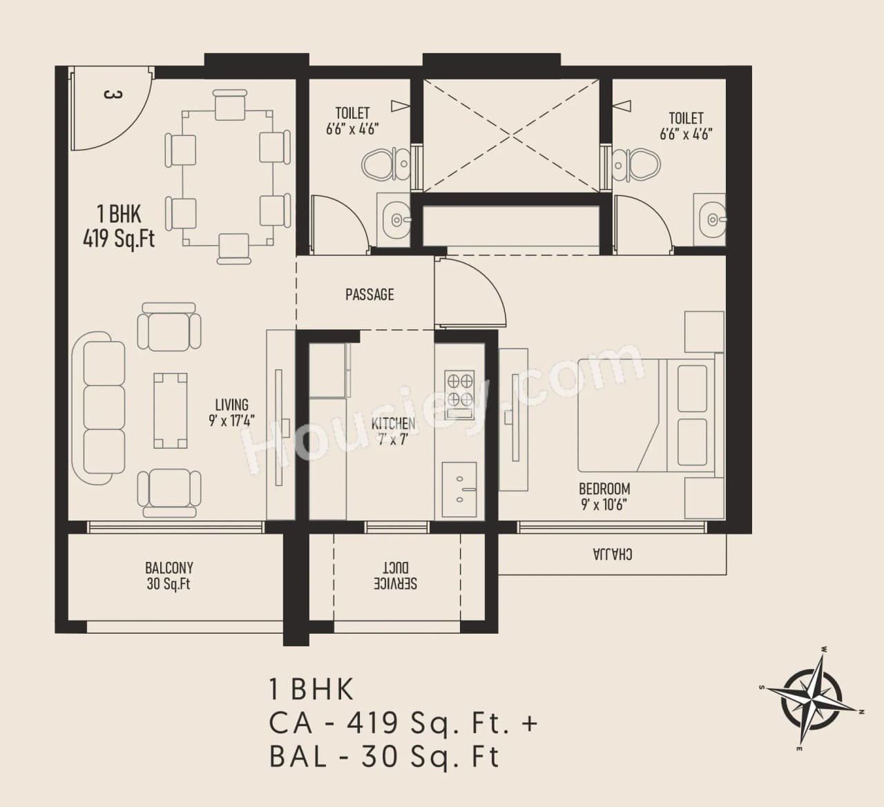 Unit plan - 449 sq.ft.