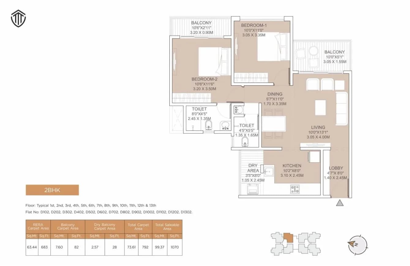 Unit plan - 792 sq.ft.