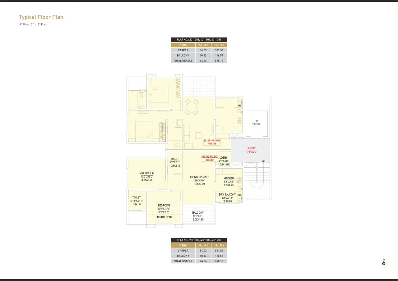 Unit plan - 698 sq.ft.
