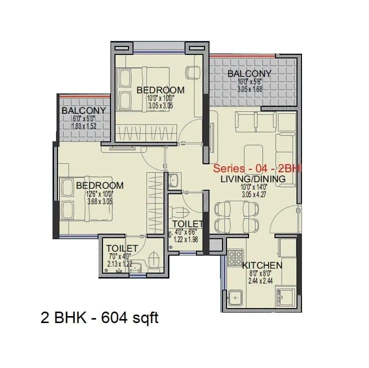 Unit plan - 604 sq.ft.