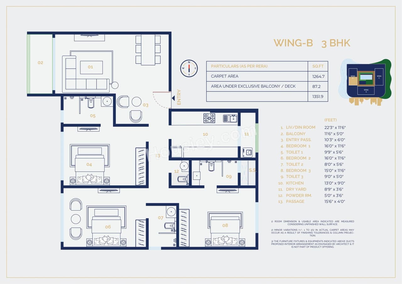 Unit plan - 1352 sq.ft.