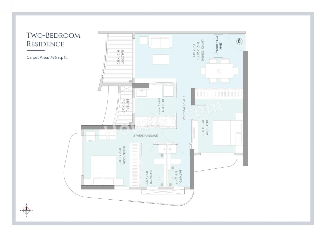 Unit plan - 786 sq.ft.