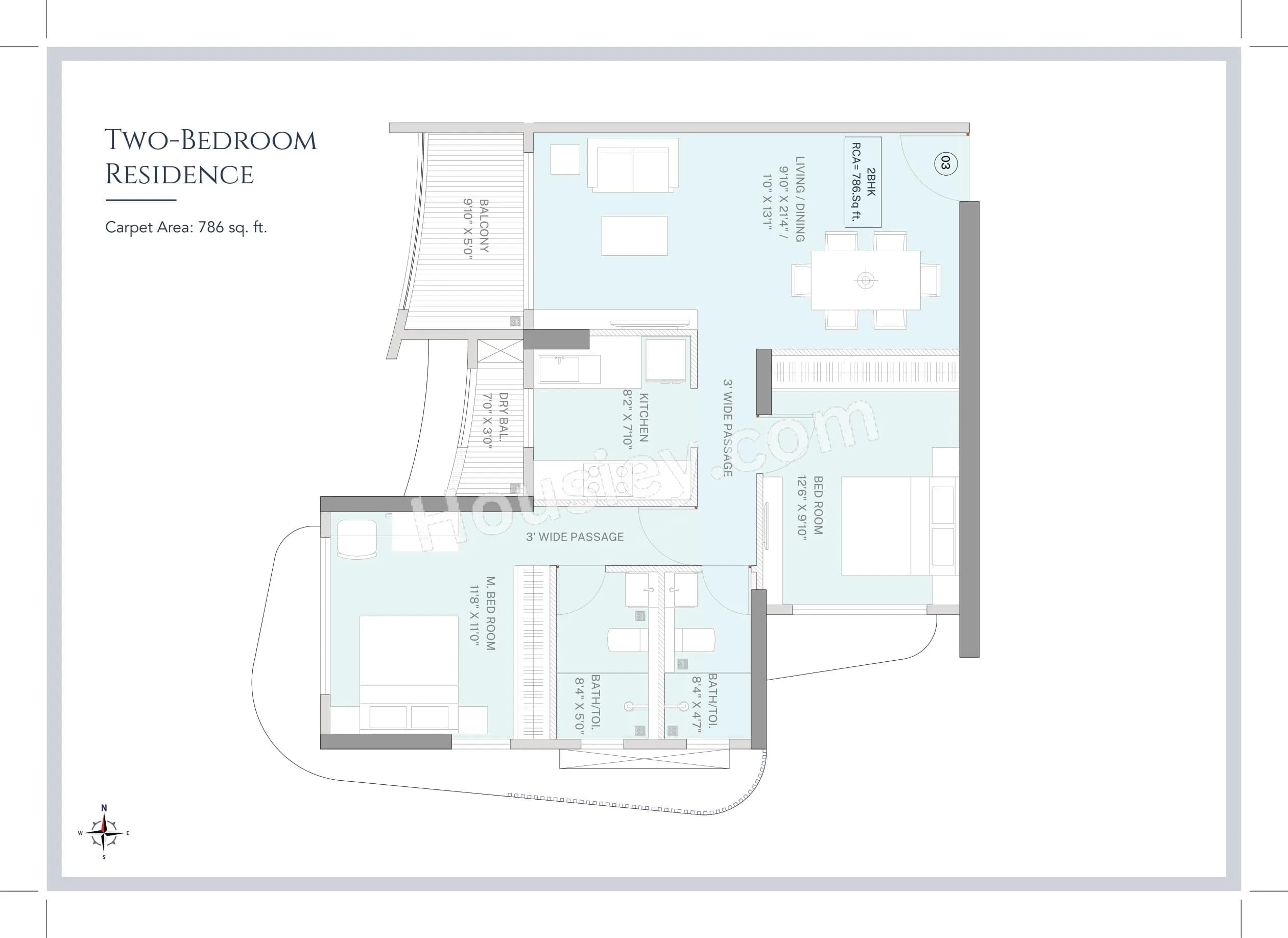 Unit plan - 786 sq.ft.