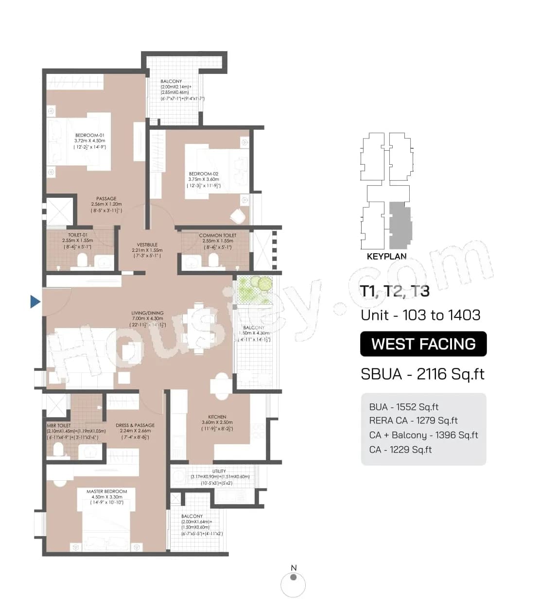 Unit plan - 1229 sq.ft.
