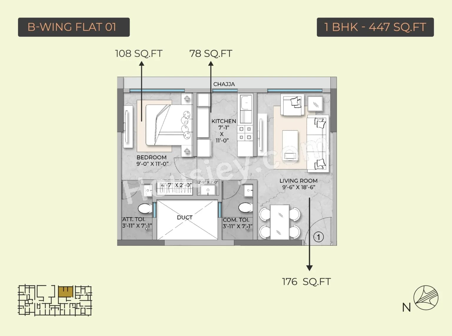 Unit plan - 447 sq.ft.
