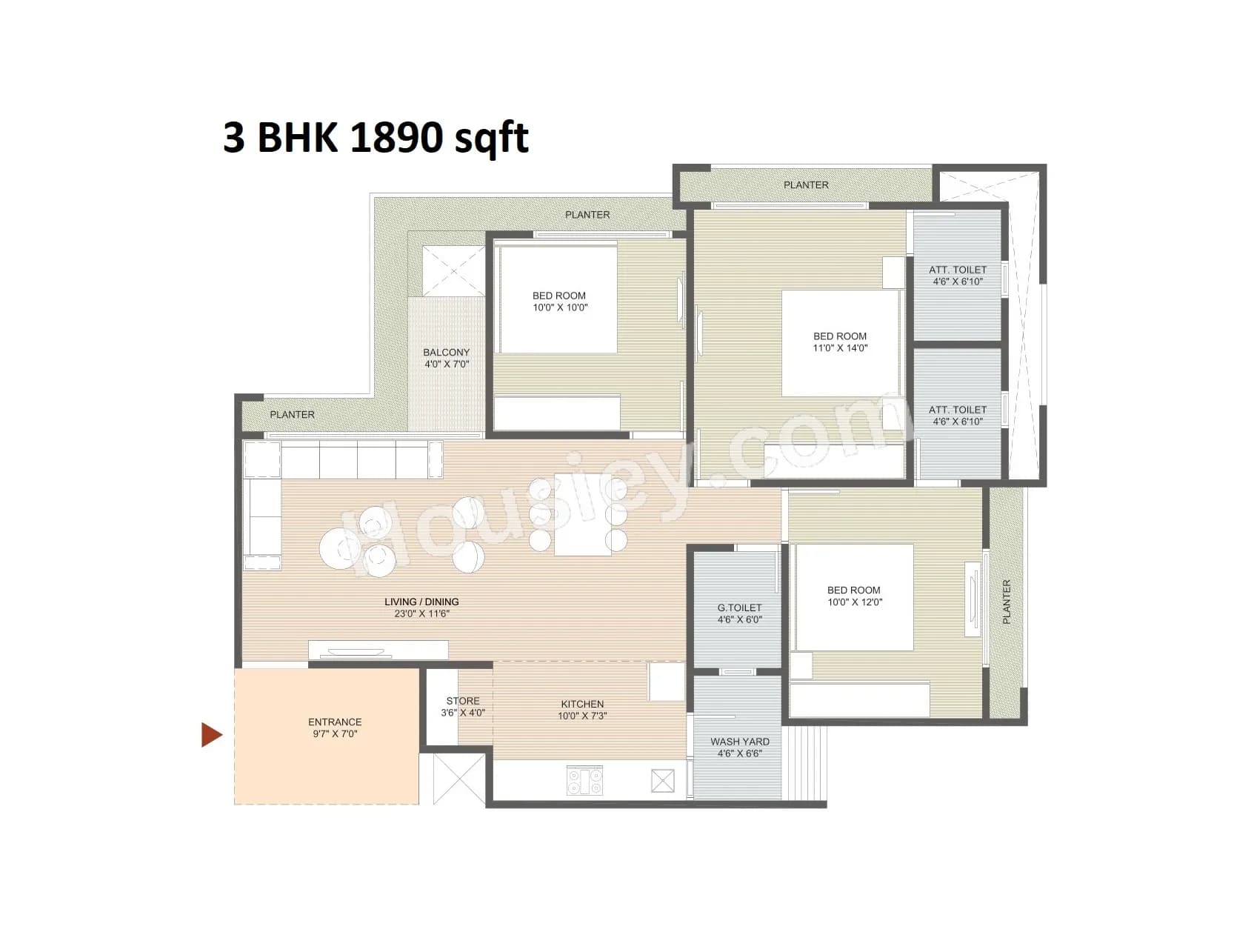 Unit plan - 1039 sq.ft.