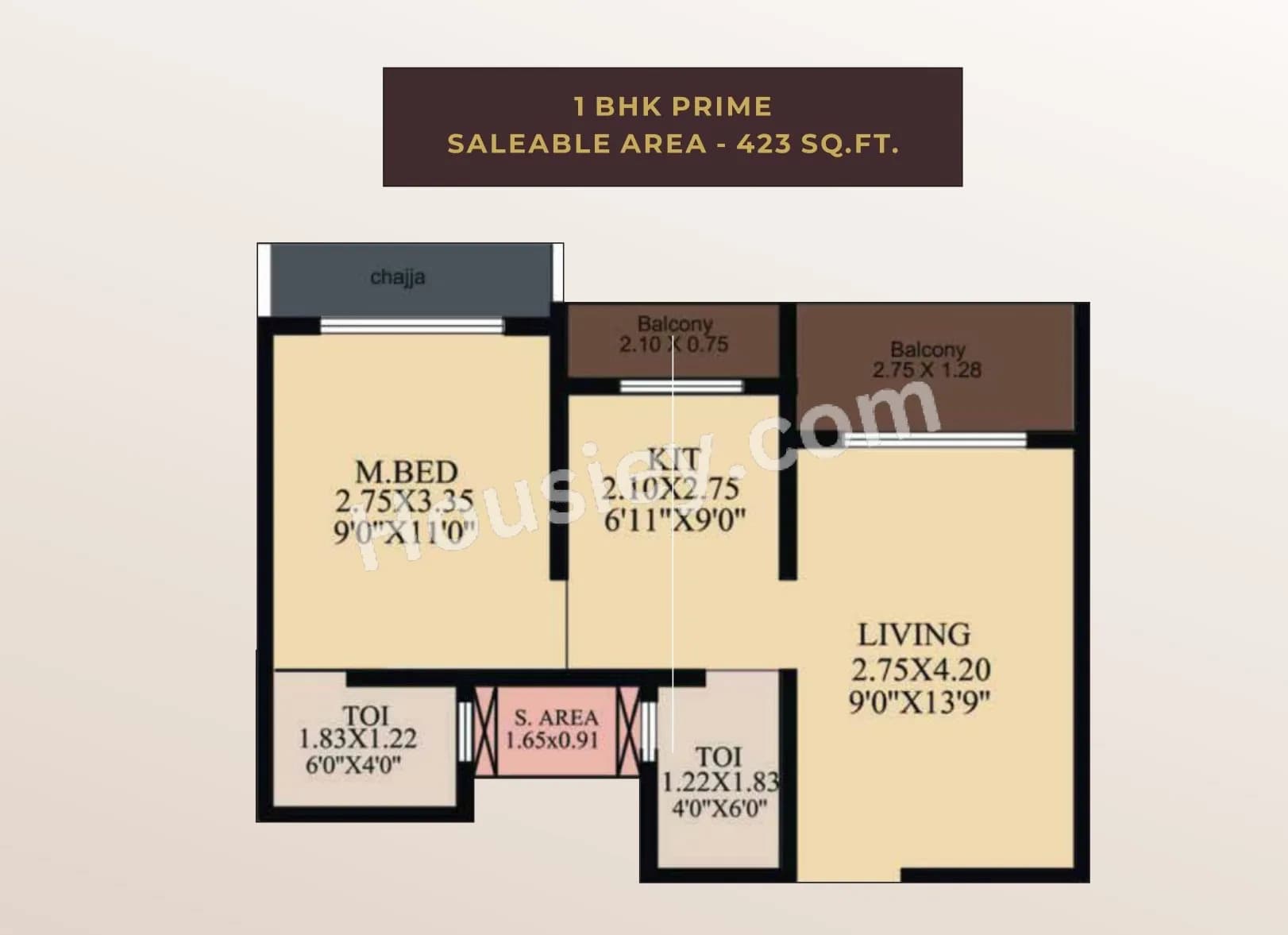 Unit plan - 423 sq.ft.