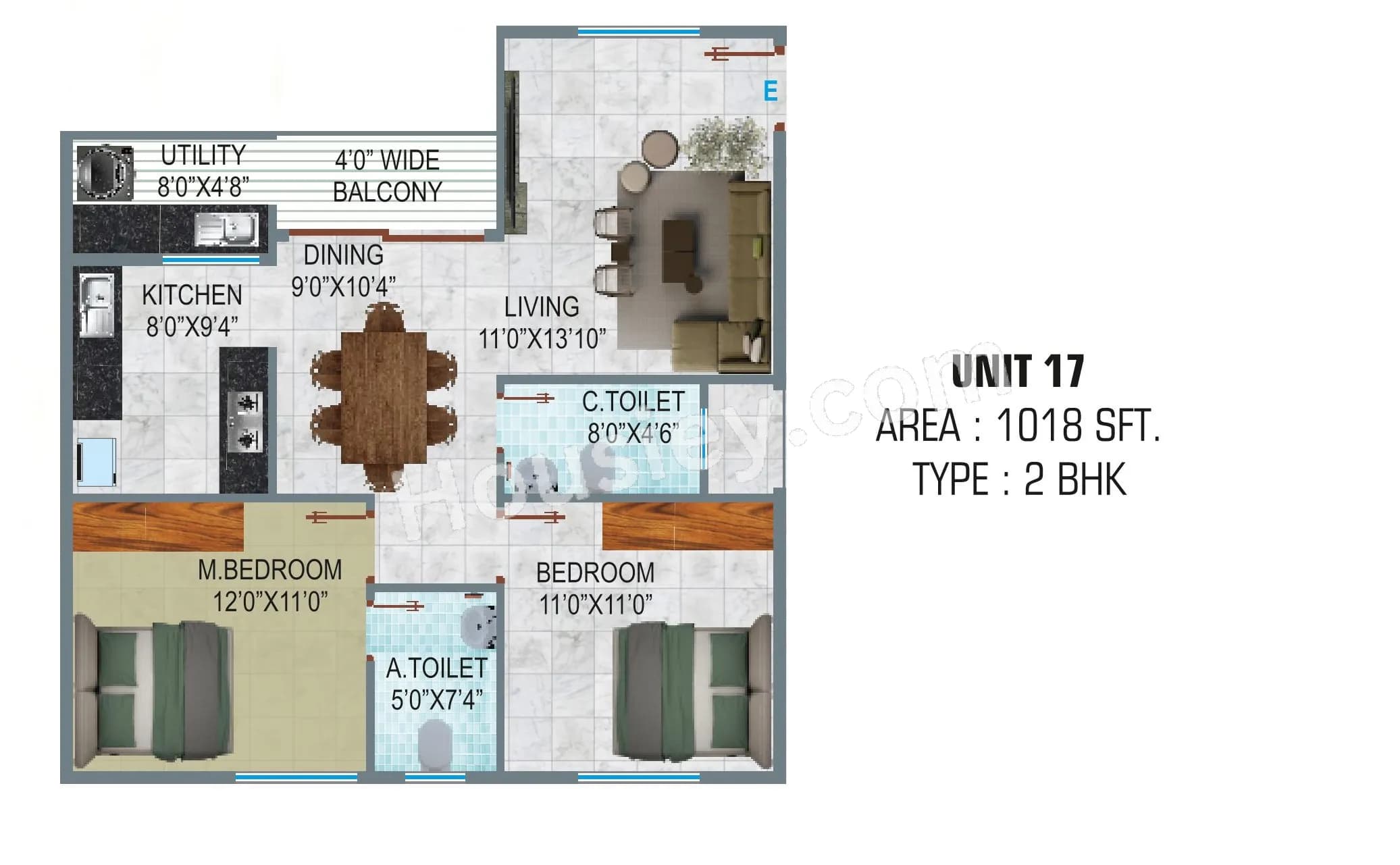 Unit plan - 766 sq.ft.