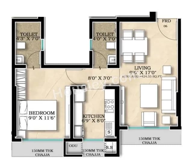 Unit plan - 425 sq.ft.