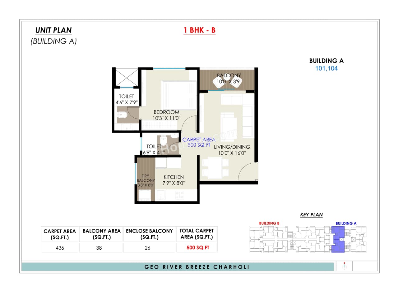 Unit plan - 500 sq.ft.