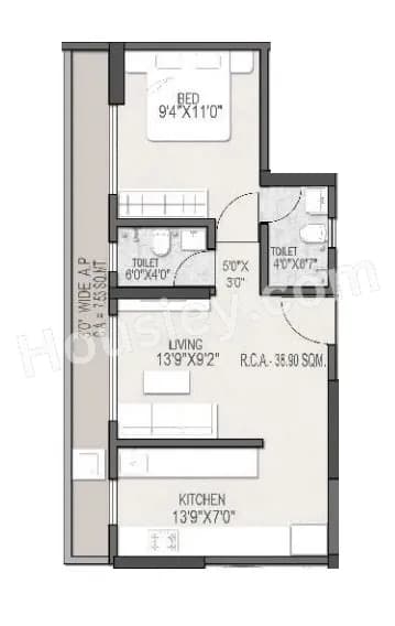 Unit plan - 500 sq.ft.