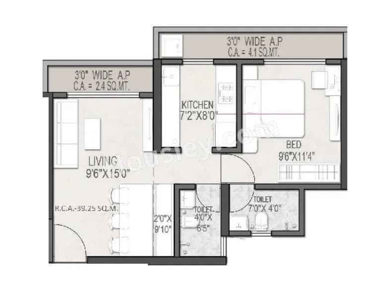 Unit plan - 490 sq.ft.