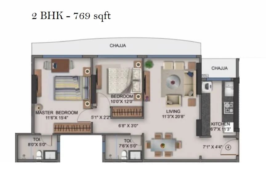 Unit plan - 769 sq.ft.