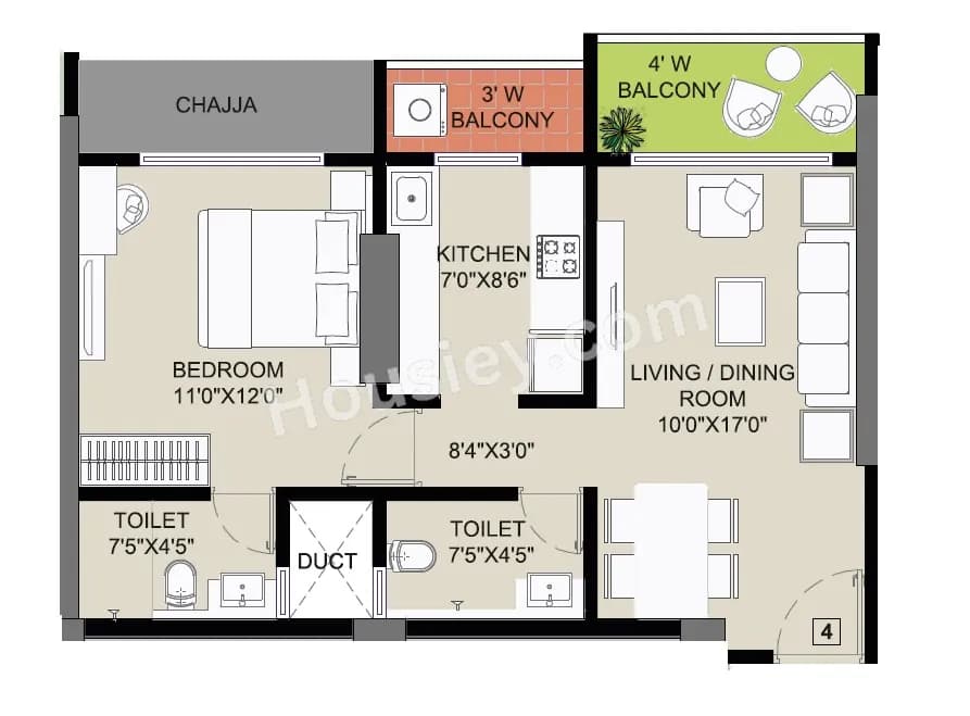 Unit plan - 559 sq.ft.