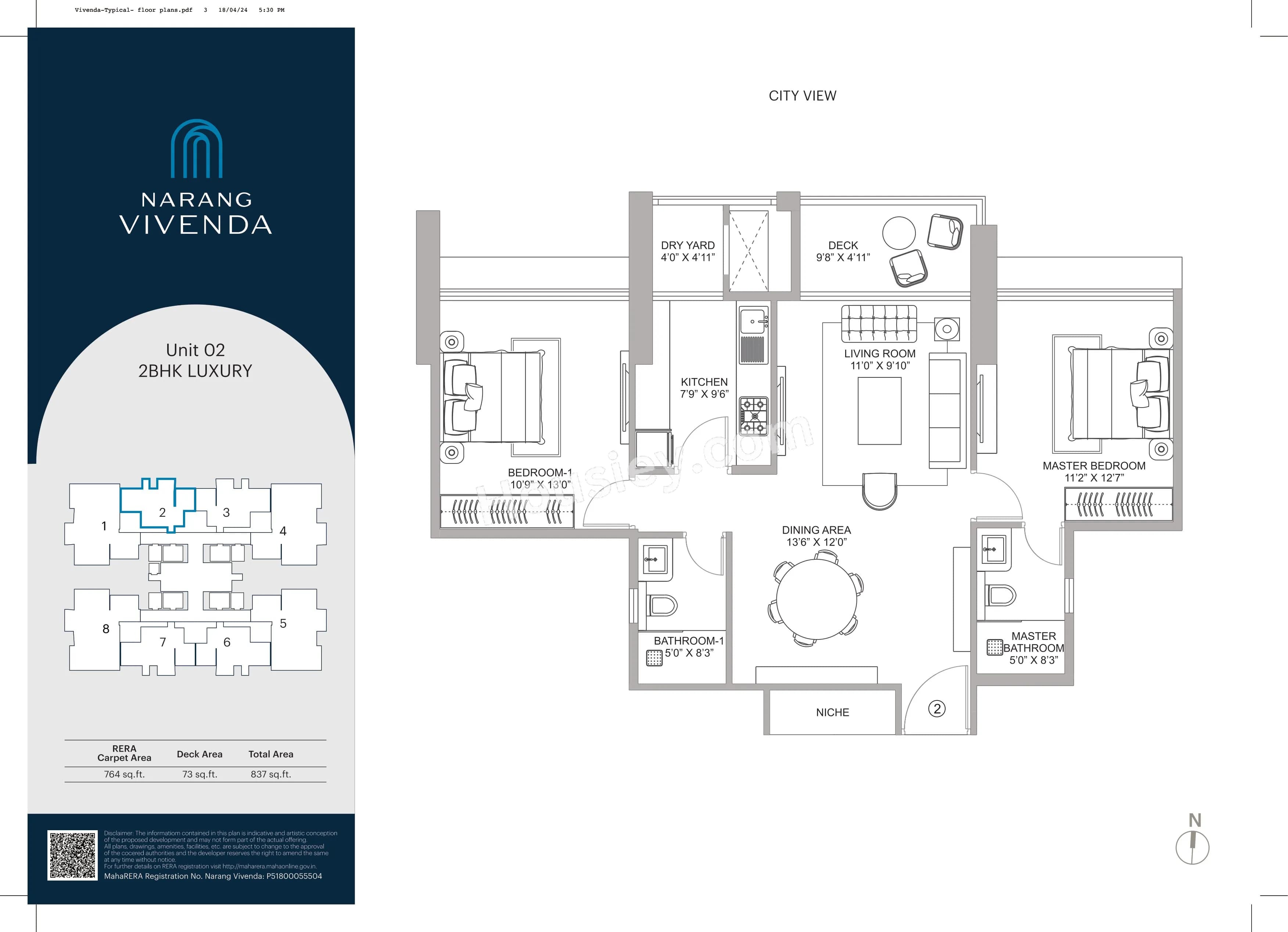 Unit plan - 837 sq.ft.
