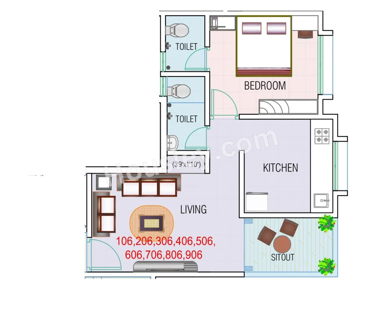 Unit plan - 466 sq.ft.