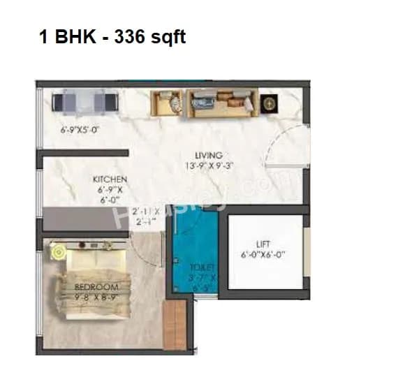 Unit plan - 336 sq.ft.