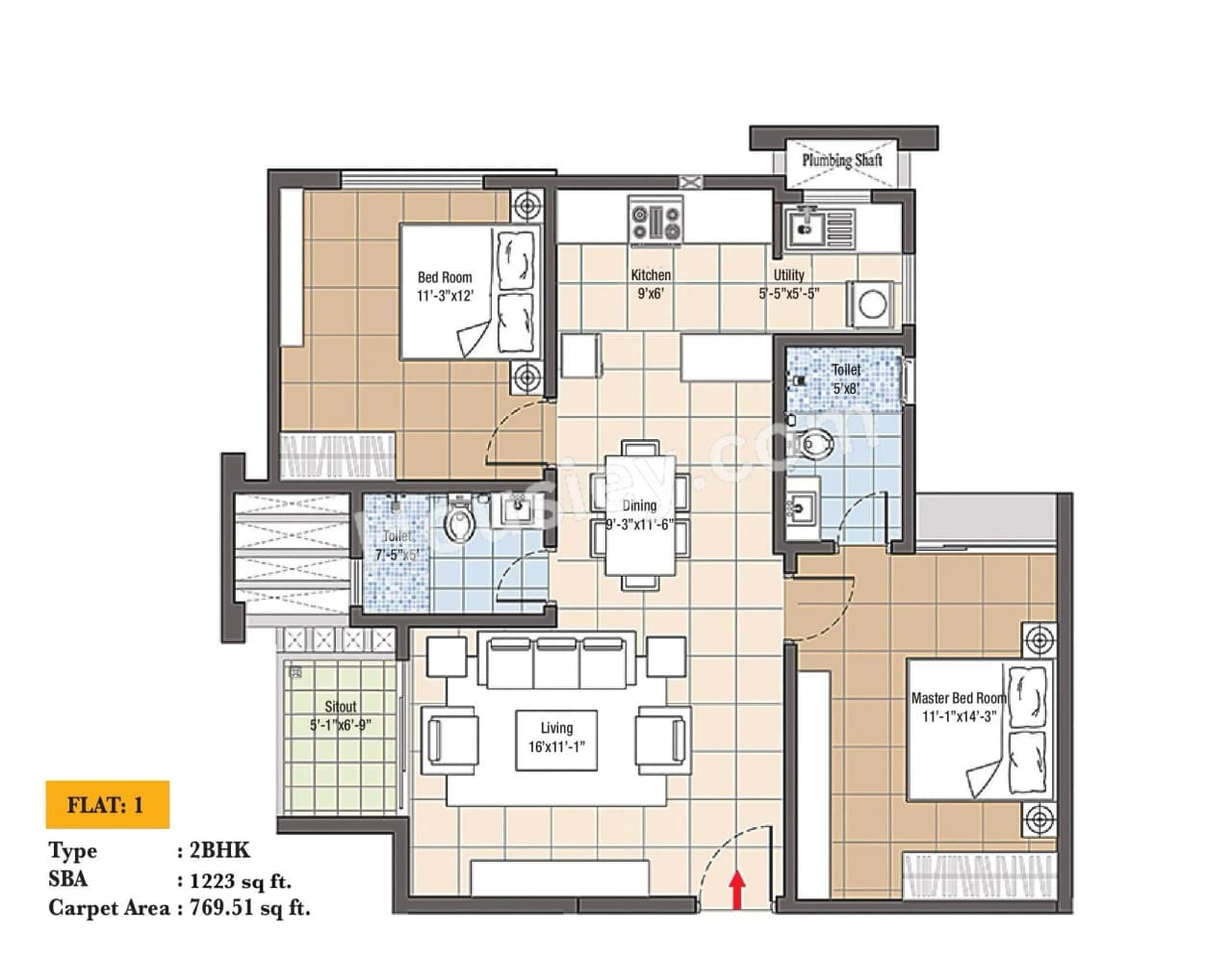 Unit plan - 769 sq.ft.