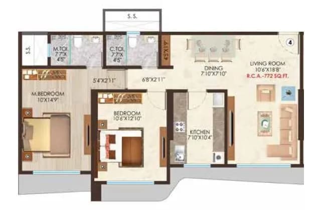 Unit plan - 772 sq.ft.