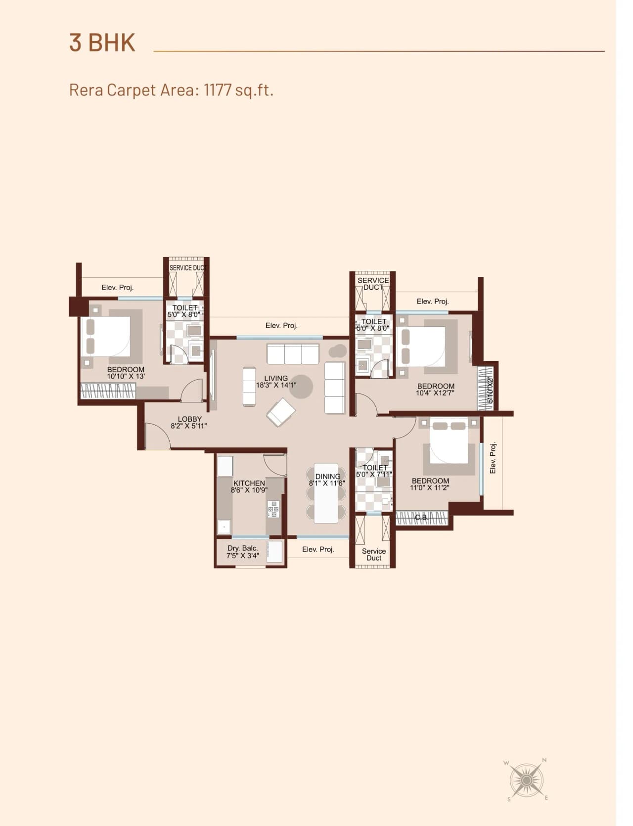 Unit plan - 1177 sq.ft.