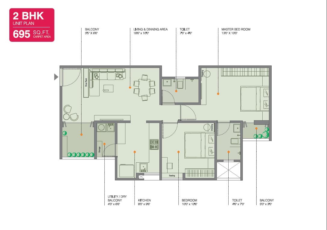 Unit plan - 675 sq.ft.