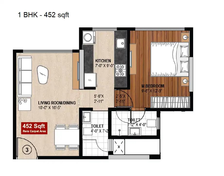 Unit plan - 452 sq.ft.