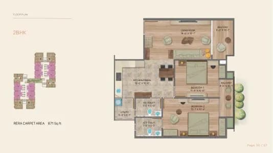 Unit plan - 871 sq.ft.