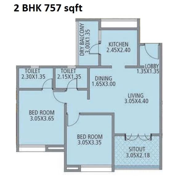 Unit plan - 757 sq.ft.