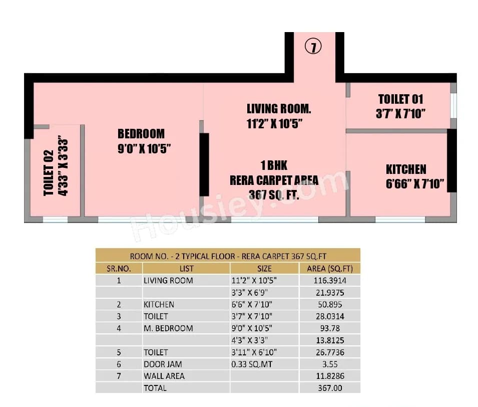 Unit plan - 367 sq.ft.