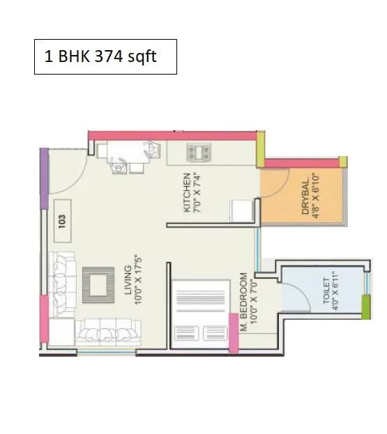Unit plan - 374 sq.ft.