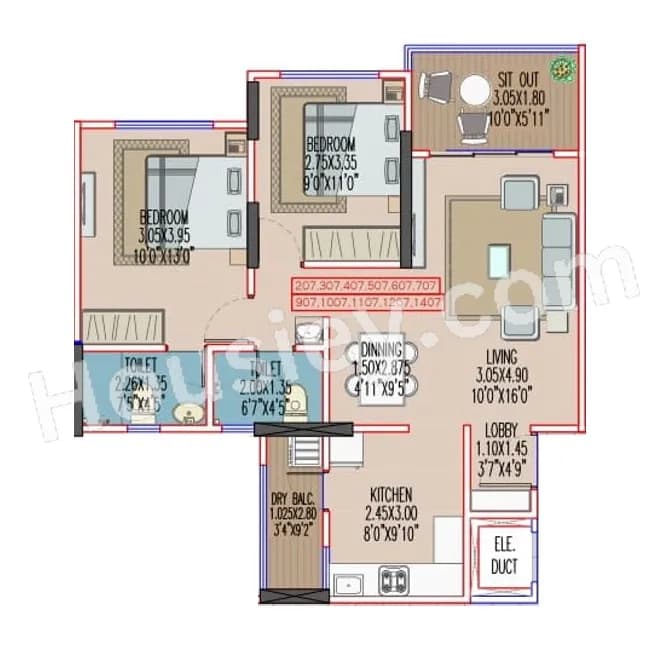 Unit plan - 747 sq.ft.