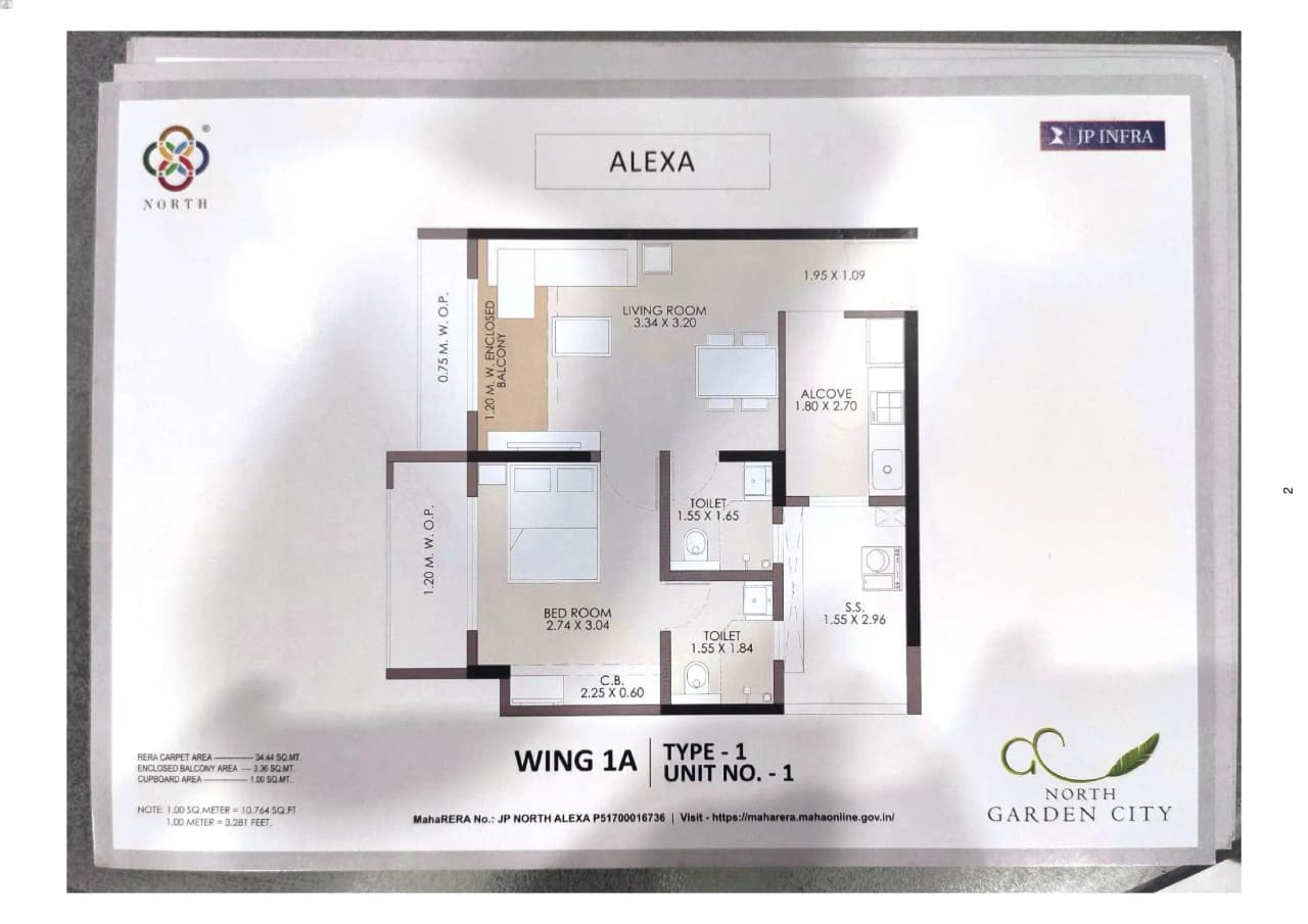 Unit plan - 360 sq.ft.
