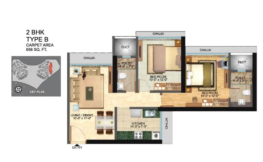 Unit plan - 656 sq.ft.