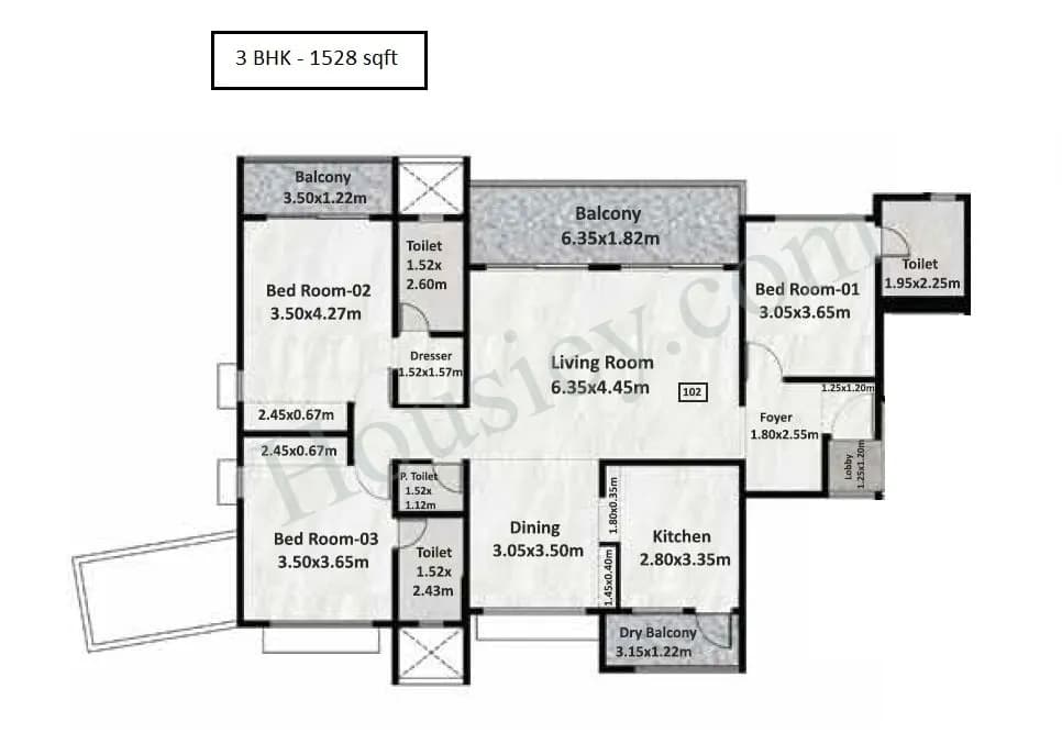 Unit plan - 1528 sq.ft.