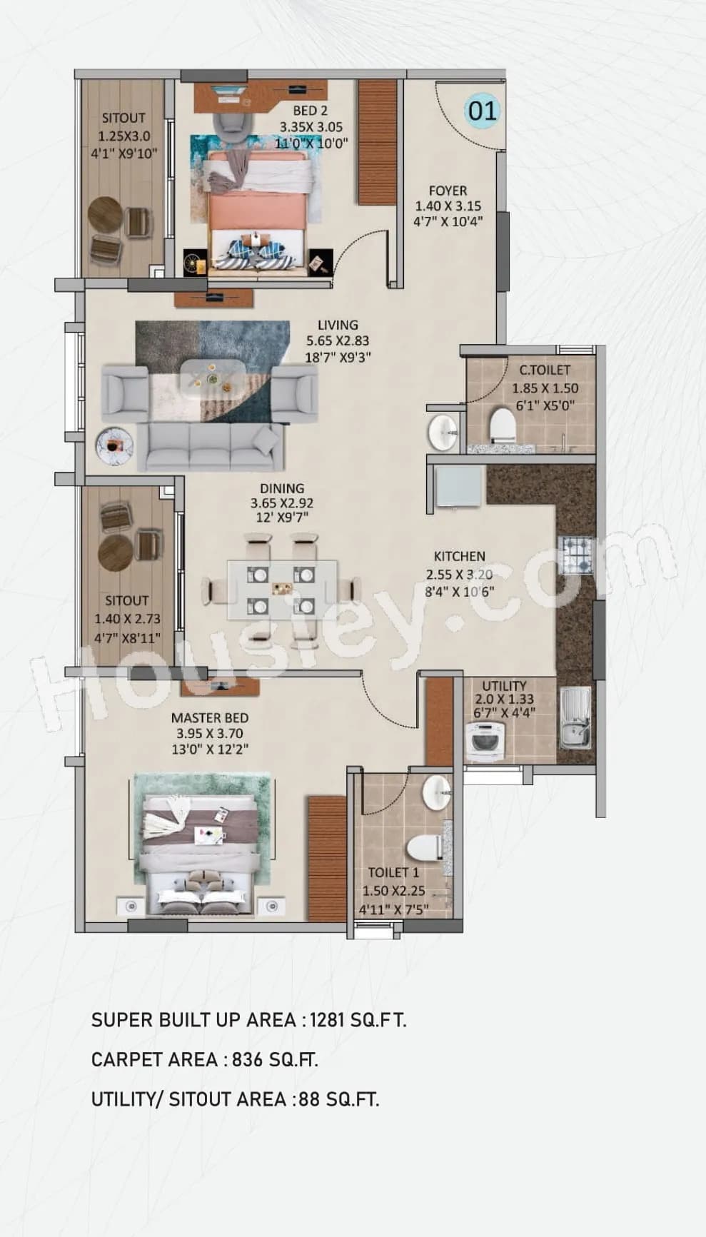 Unit plan - 817 sq.ft.