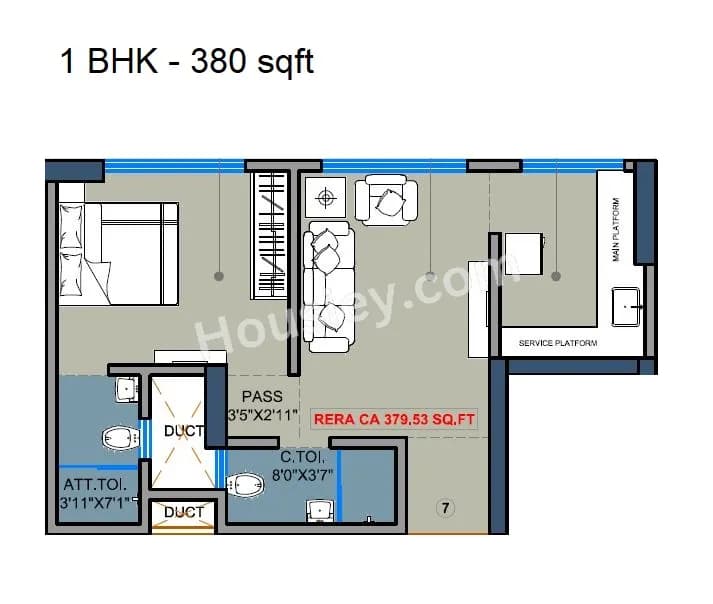 Unit plan - 380 sq.ft.