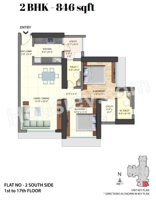 Unit plan - 846 sq.ft.