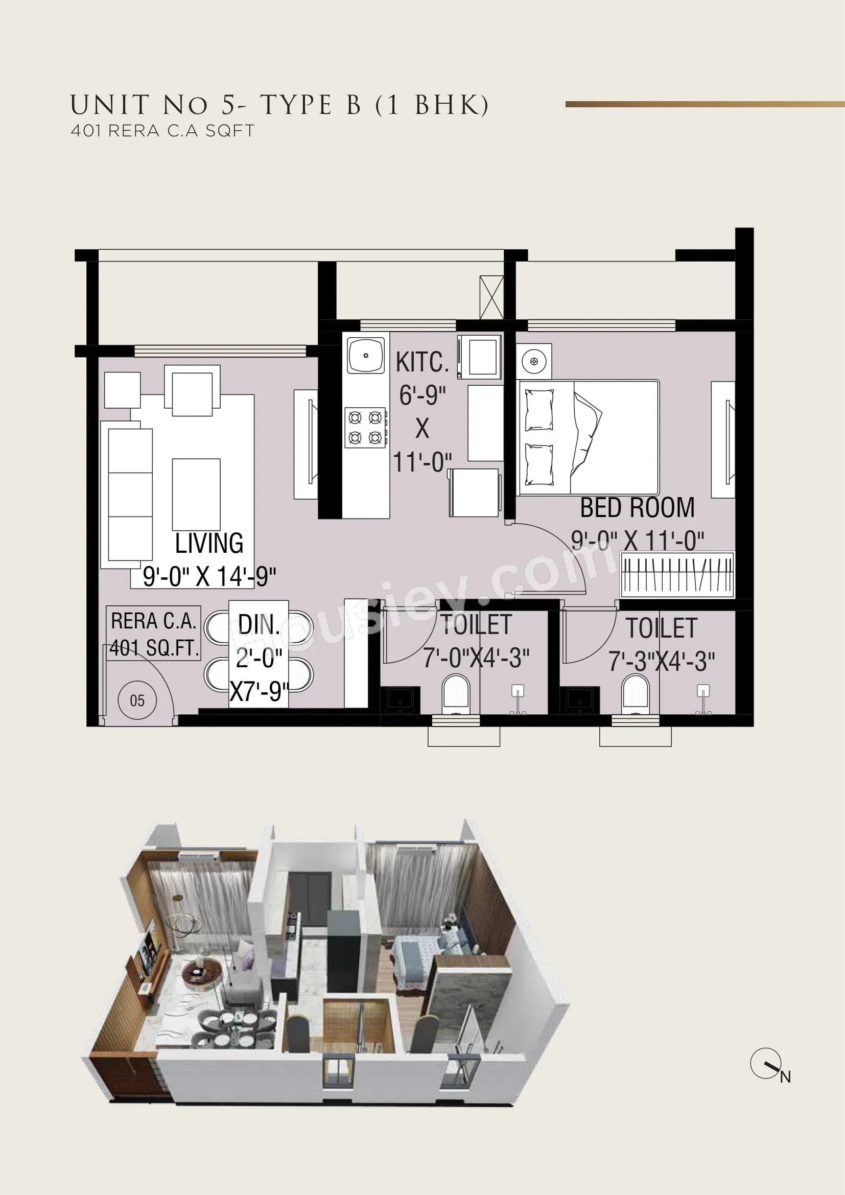 Unit plan - 401 sq.ft.