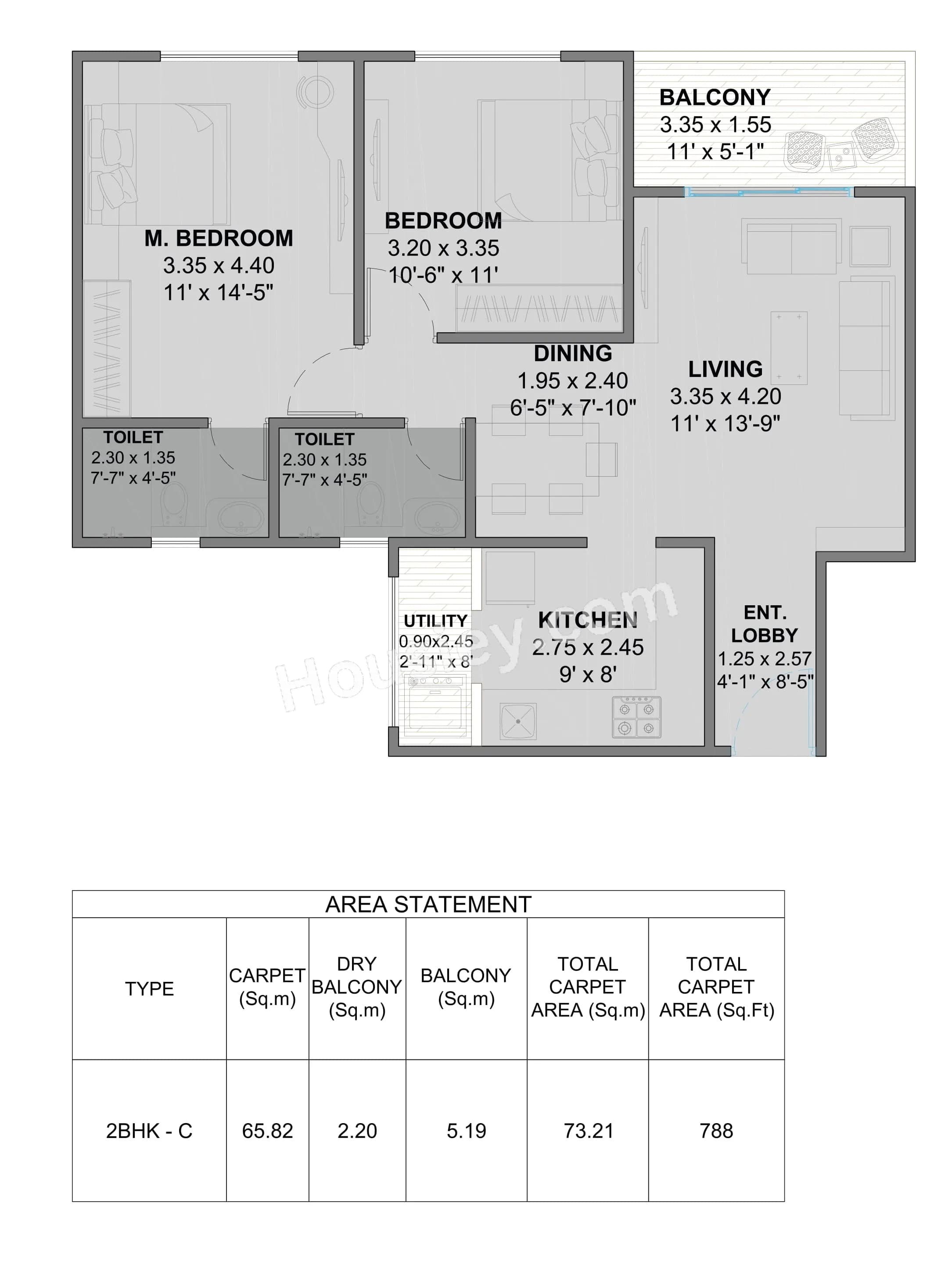 Unit plan - 788 sq.ft.