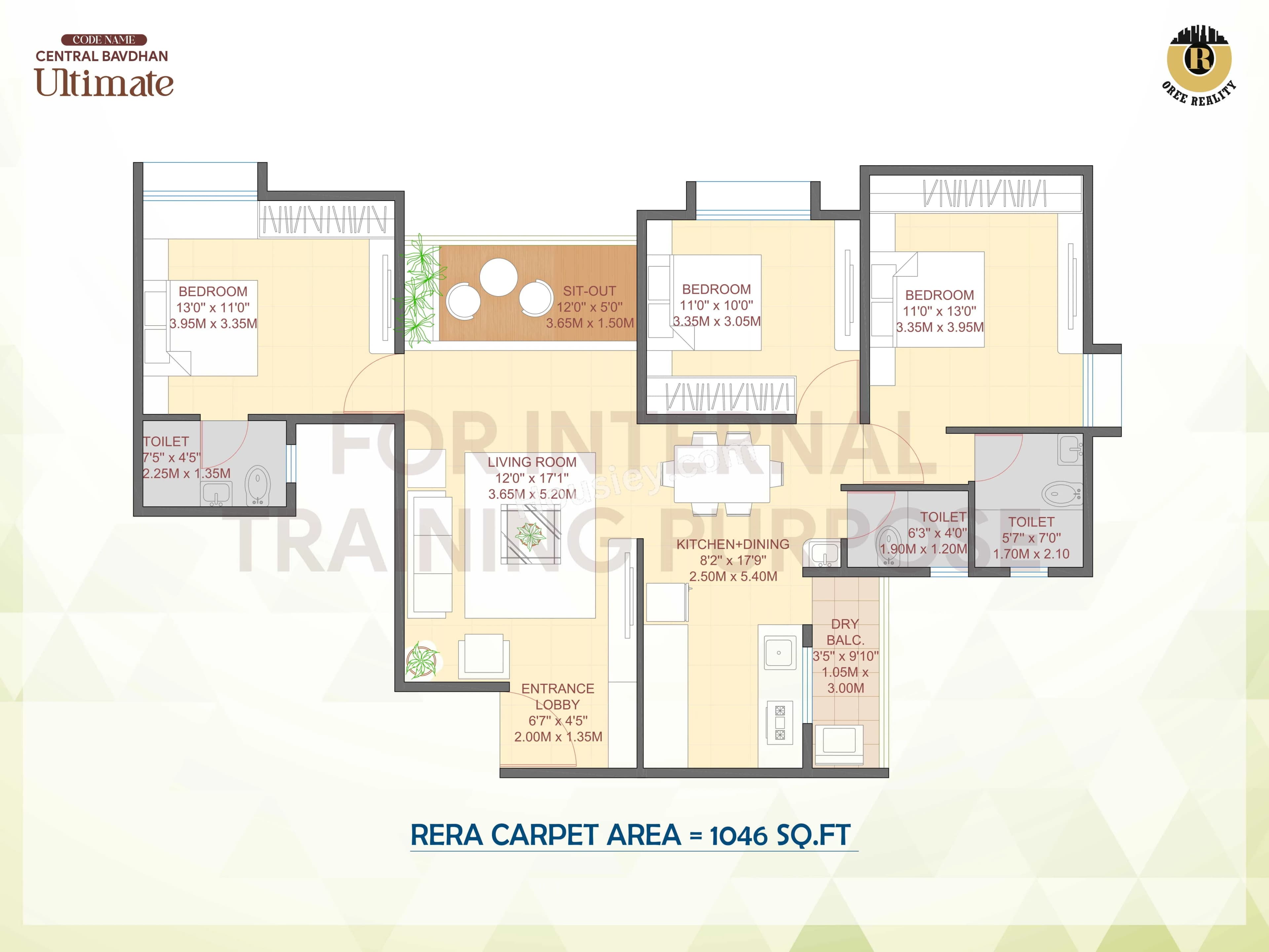 Unit plan - 1046 sq.ft.