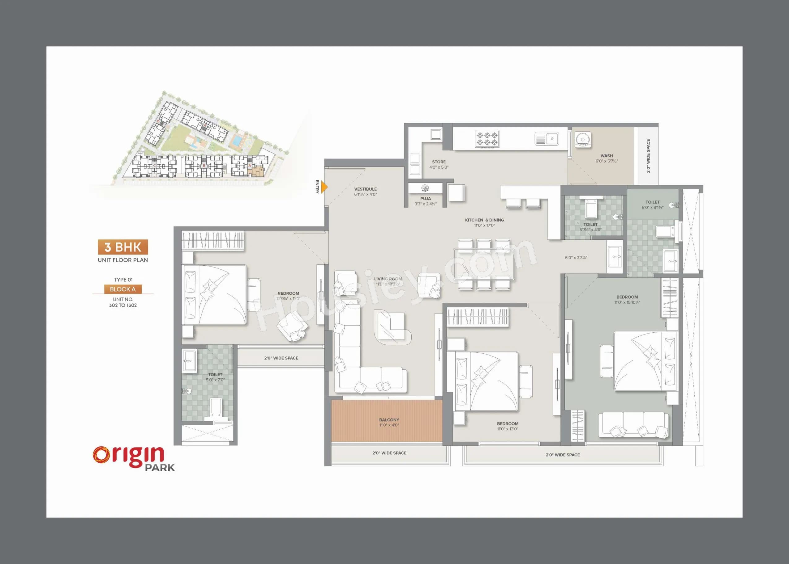 Unit plan - 1219 sq.ft.