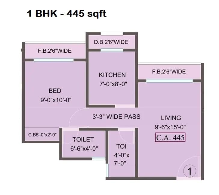 Unit plan - 445 sq.ft.